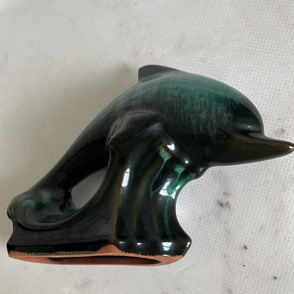 Blue Mountain Pottery Leaping Dolphin Drip Glaze Color blue/Green Redware - Picture 6 of 7